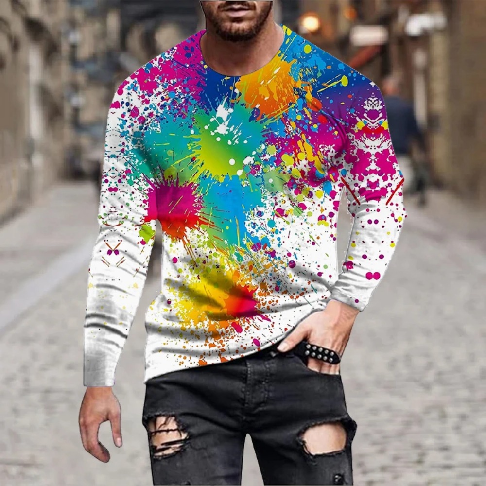 Embroidery Art Painting - Maglietta a Maniche Lunghe da Uomo