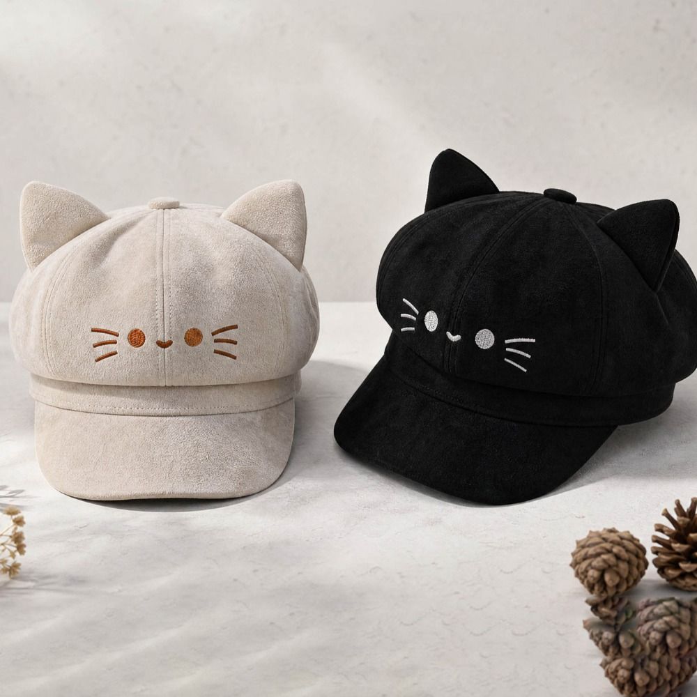 Embroidery Artist - Berretto Ottagonale con Orecchie di Gatto