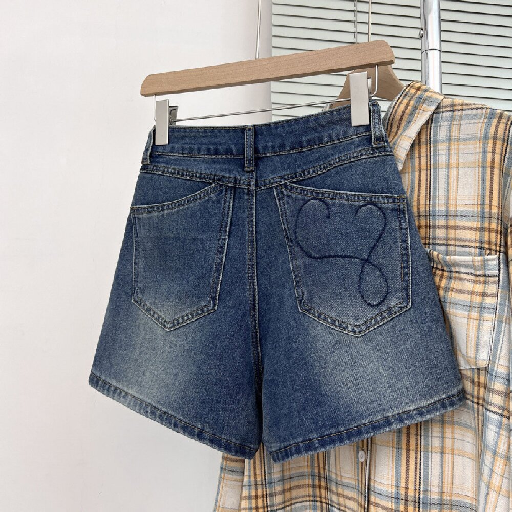 Embroidery Jeans - Shorts in denim ricamati vintage da