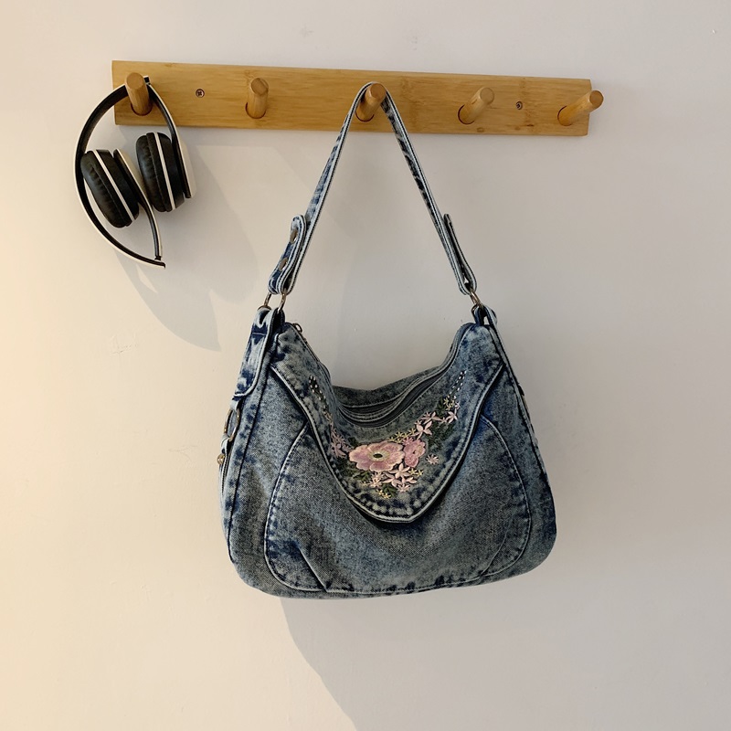 Embroidery Jeans - Borsa a Tracolla Vintage in Denim