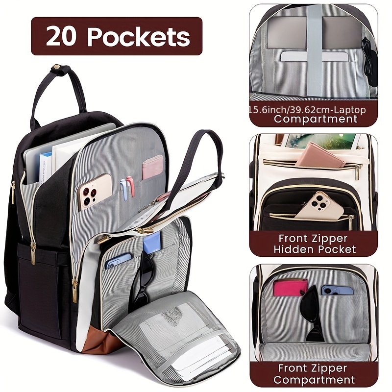Embroidery Bag - Zaino per Laptop Bicolore da Donna,