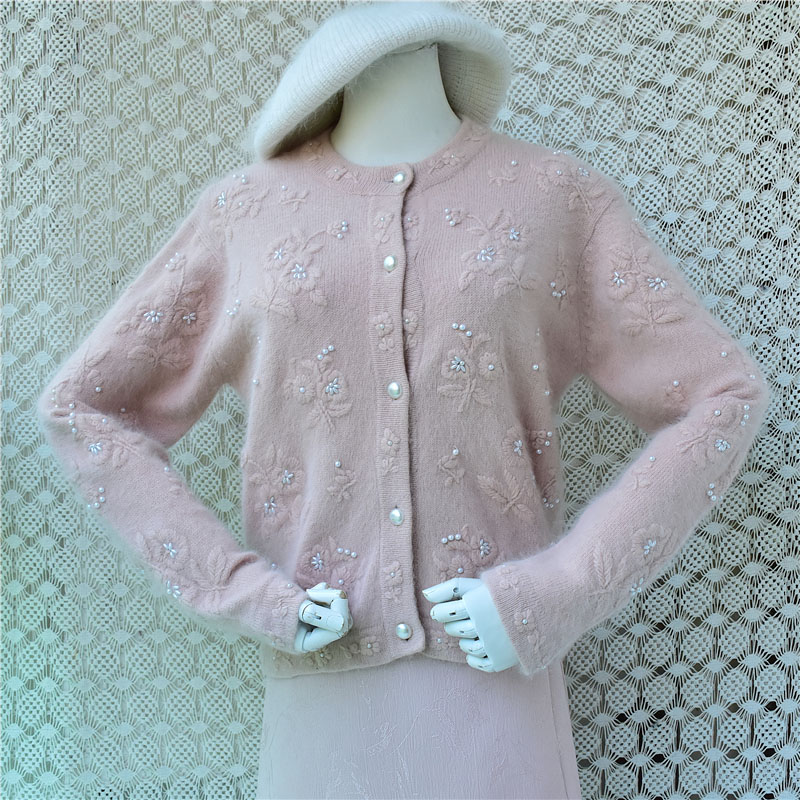 Embroidery Rabbit - Maglione Cardigan Giacca Pull da Donna