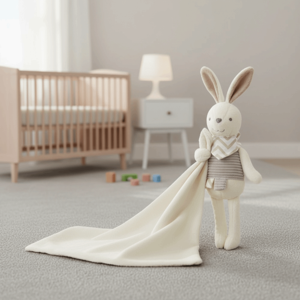 Embroidery Rabbit - Copertina Quadrata per Neonati a Forma
