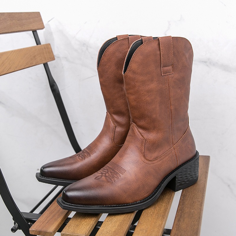 Embroidery On Leather - Stivali da Uomo Classici con Ricami,